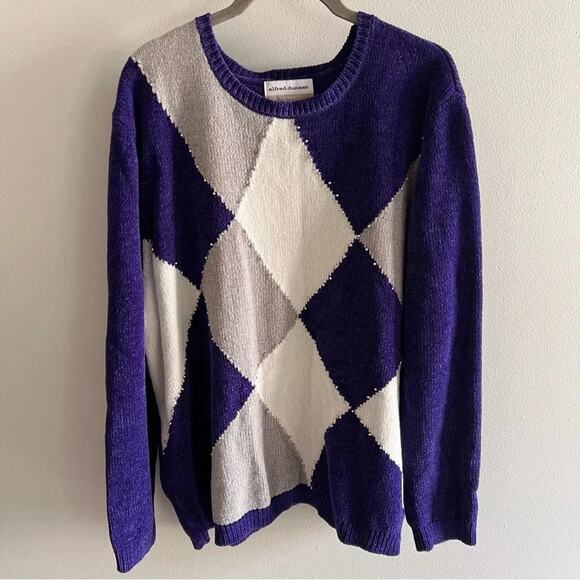 Alfred Dunner Purple and White Diamond Chenille Sweater Size 2X - Picture 1 of 7